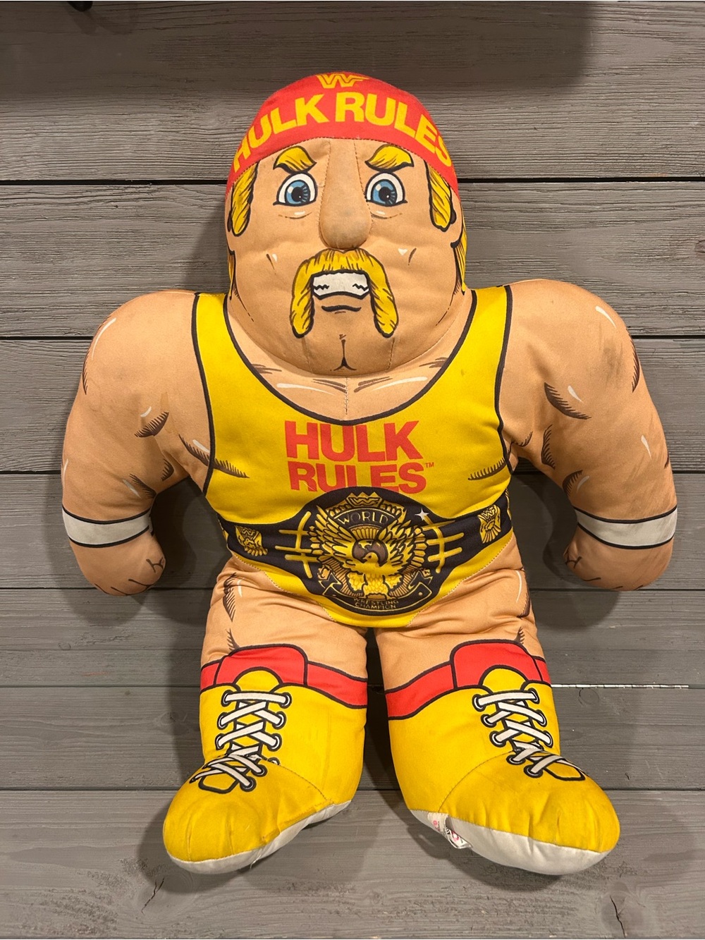 Hulk Rules Vintage Wrestler Plush - Yellow & Red